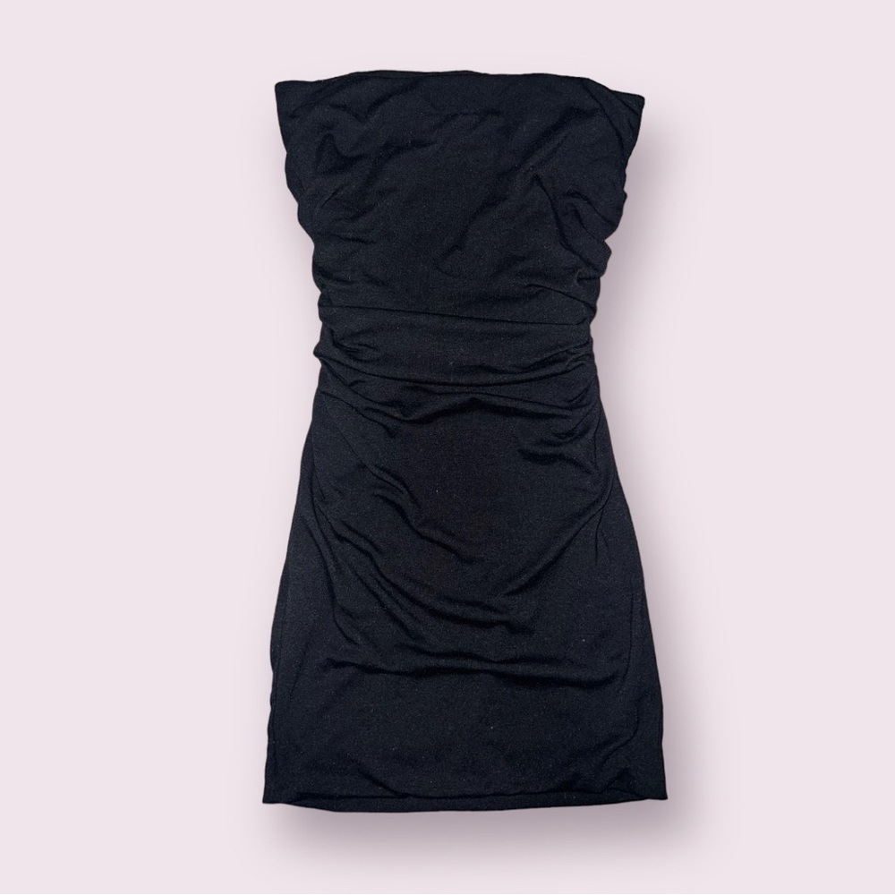 Express Cotton Scrunched Bandeau Dress